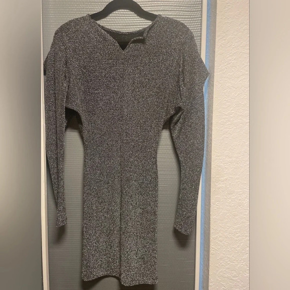 Isabel Marant Waden Stretch Metallic Silver Mini Dress Size 36/US 6 - Picture 9 of 9